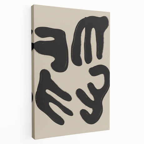 Abstract minimalist wall art design on stretched canvas, showcasing muted colors and geometric shapes for modern home decor.