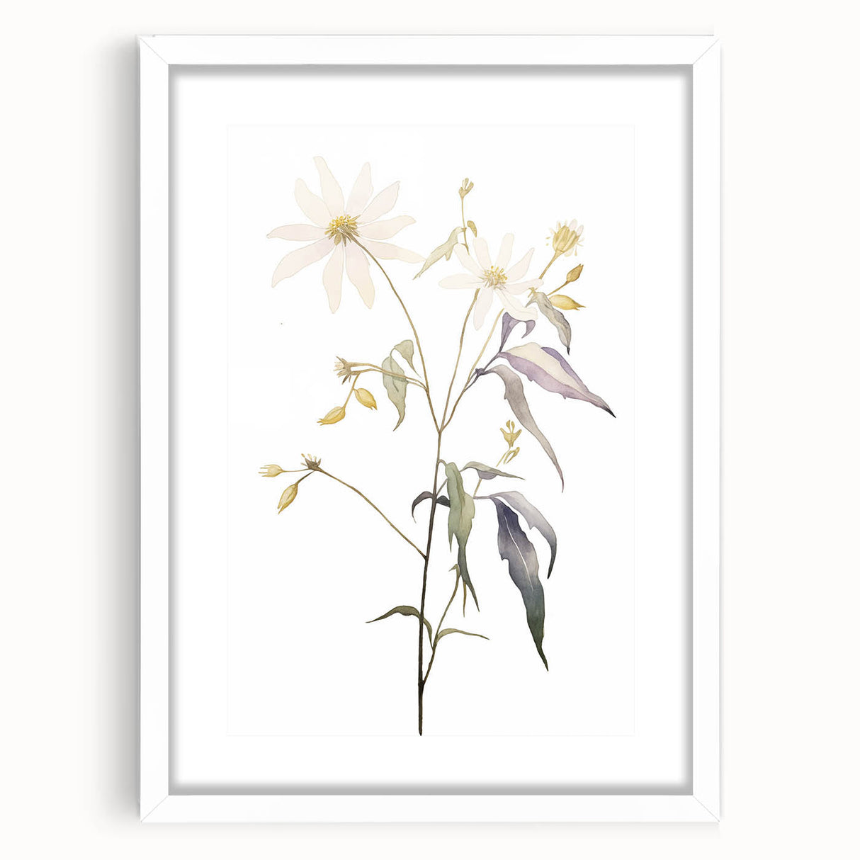 Minimalist abstract wall art print featuring a framed design with a white mat, showcasing geometric shapes and soft neutral colors, perfect for modern decor.