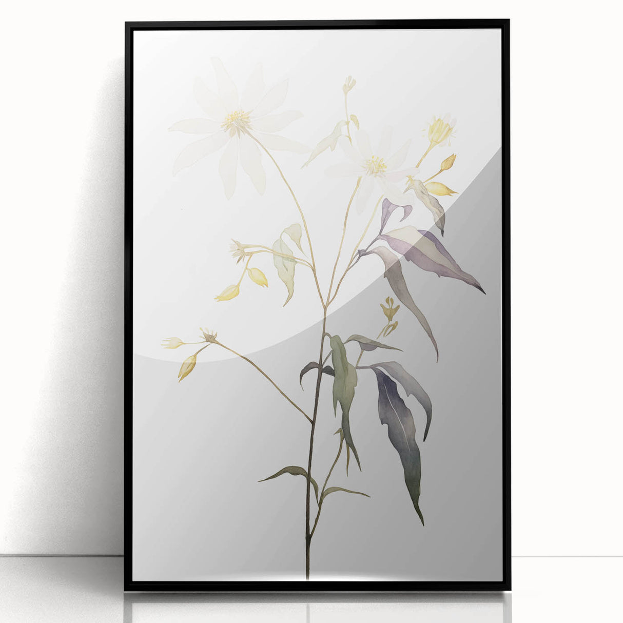 Framed abstract minimalist wall art design showcasing a sleek black frame and vibrant colors, perfect for modern decor. Ideal for enhancing living spaces or offices.