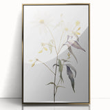 Framed acrylic wall art featuring a minimalist gold abstract design, ideal for modern interiors, showcasing elegant lines and a striking composition.