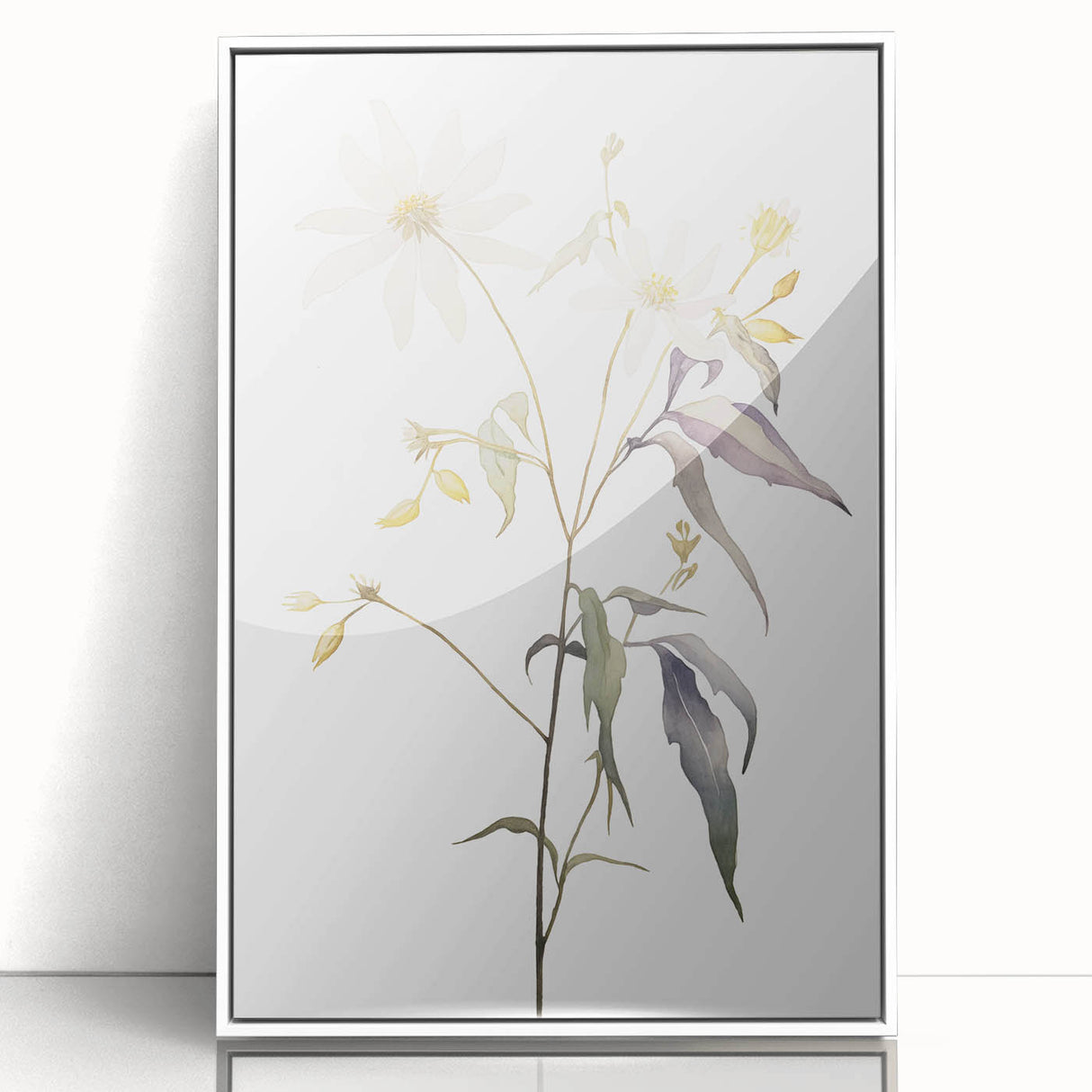Framed abstract minimalist wall art featuring a white acrylic front, showcasing a geometric design. Perfect for modern home decor, enhancing interiors with style.