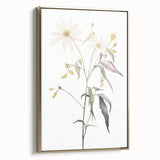 Framed canvas wall art featuring an abstract minimalist design with gold accents, showcasing a sleek side view against a neutral background, ideal for modern decor.
