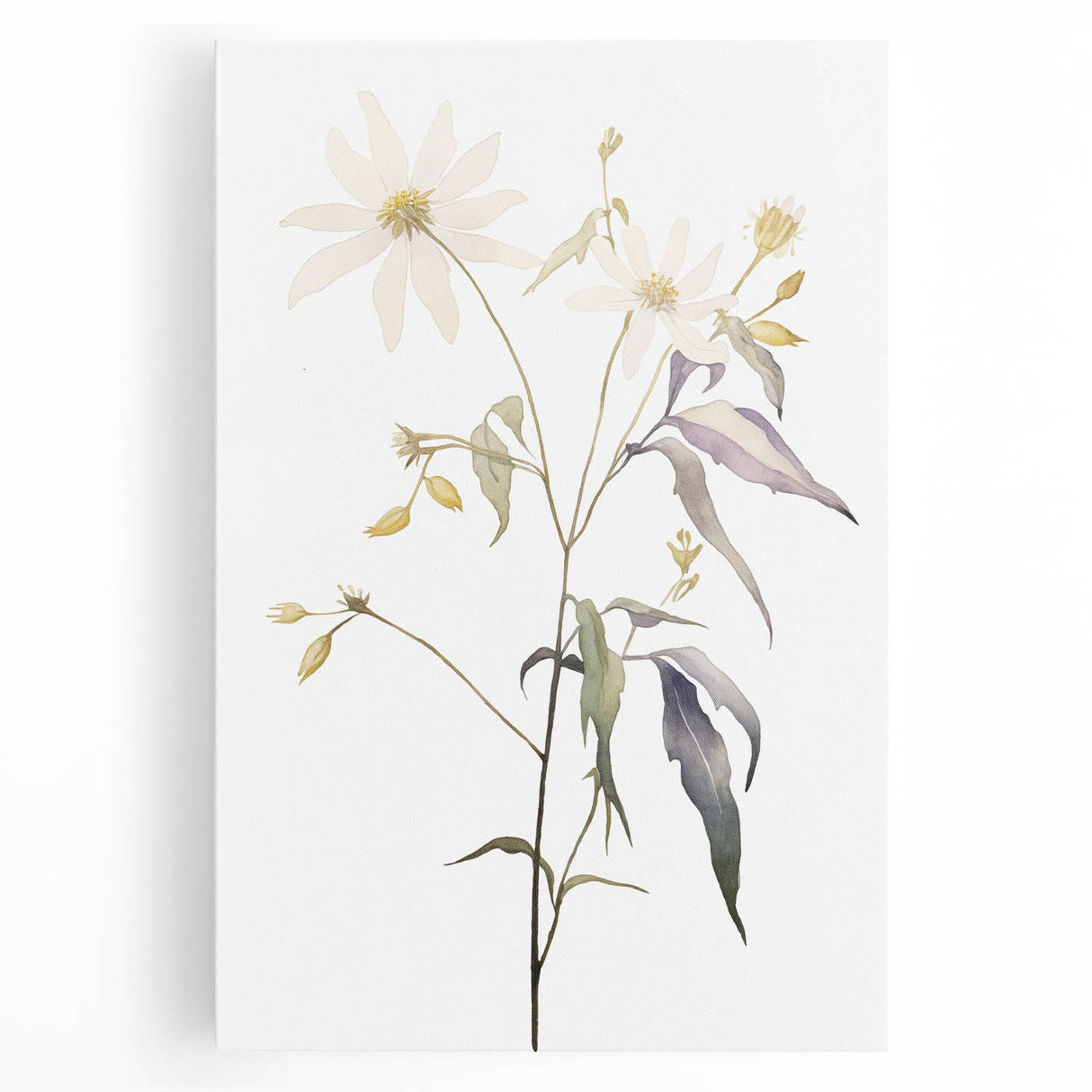 Abstract minimalist wall art collection displayed on stretched canvas, showcasing a blend of muted colors and geometric shapes, perfect for modern decor.