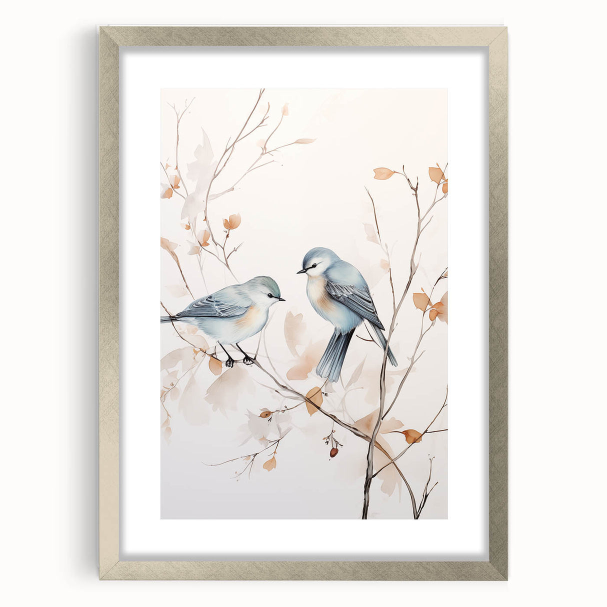 Abstract minimalist wall art featuring a silver frame and mat, showcasing a contemporary design. Perfect for modern decor, enhancing any living space.