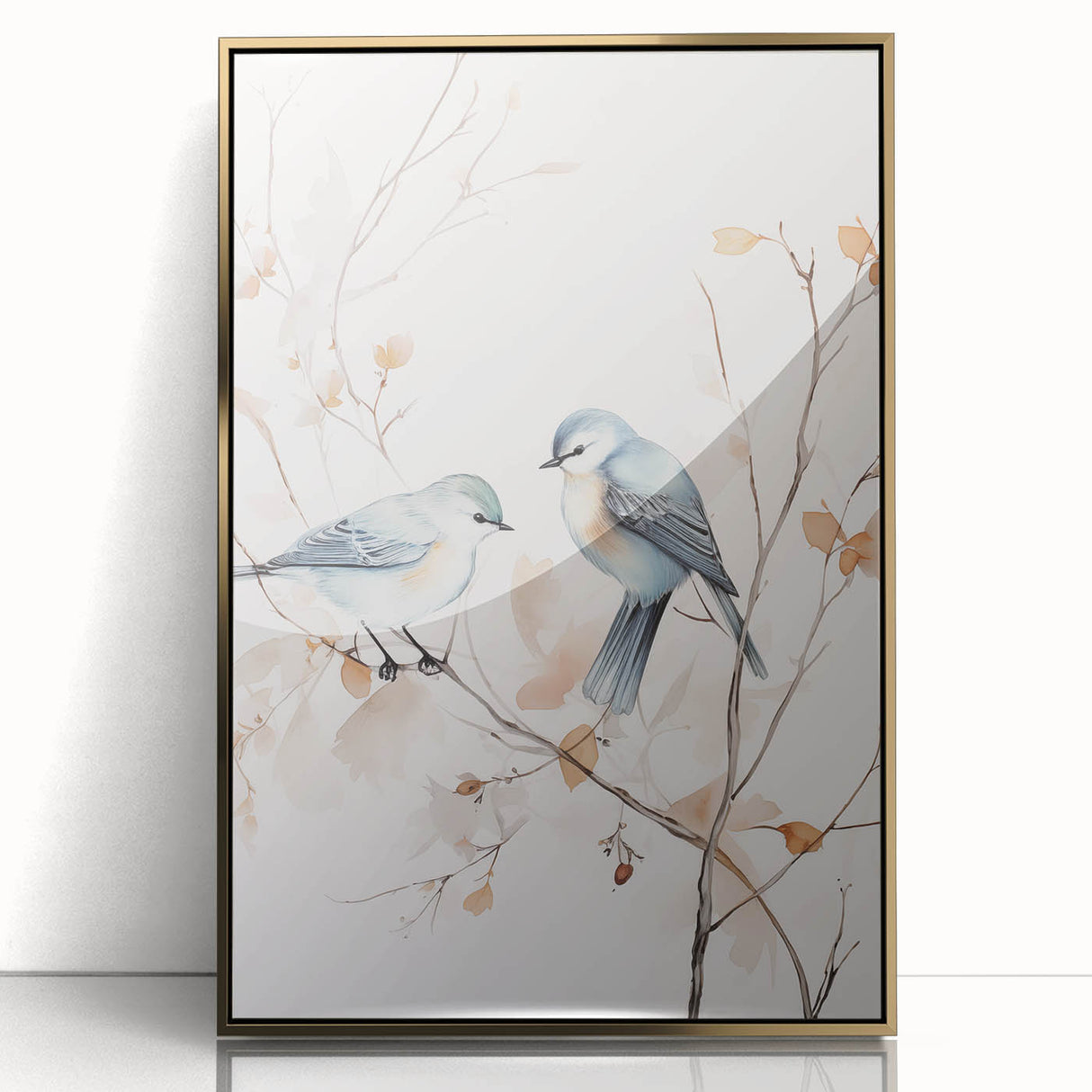 Framed abstract minimalist wall art design featuring a sleek gold acrylic front, ideal for modern decor. Perfect for enhancing contemporary living spaces.