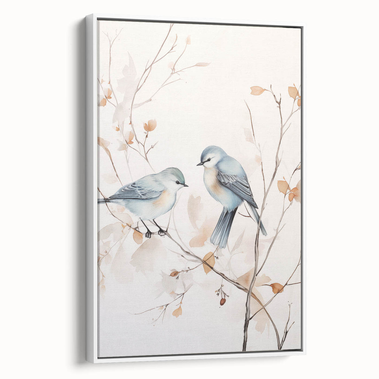 Framed abstract minimalist wall art featuring a sleek white design, showcasing a contemporary aesthetic perfect for modern interiors. The side view highlights the elegant frame, emphasizing its versatility in home decor.