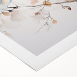 Abstract minimalist wall art design featuring soft earth tones and geometric shapes on rolled canvas, ideal for modern home decor, delivered in protective packaging.