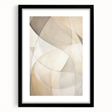 Abstract minimalist wall art design featuring a black frame with a white mat, showcasing geometric patterns and soft lines, ideal for modern decor.