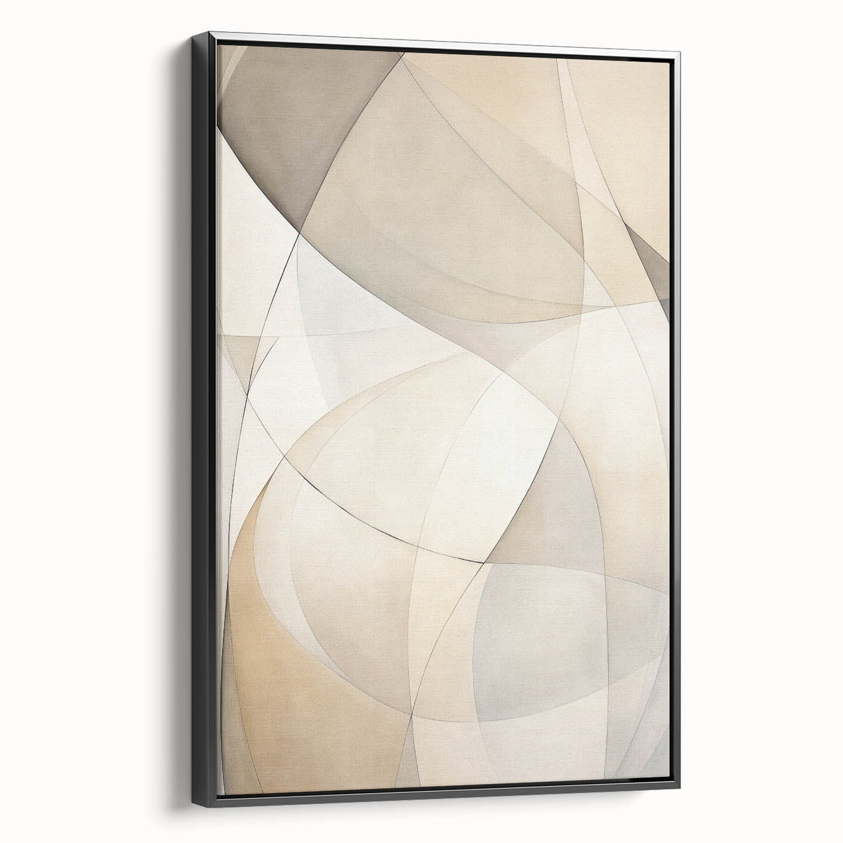 Framed black minimalist wall art showcasing abstract geometric patterns, adding a modern touch to any decor. Perfect for contemporary living spaces.