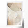 Abstract minimalist wall art print featuring soft pastel colors and geometric shapes, elegantly rolled for easy display, ideal for modern home decor.