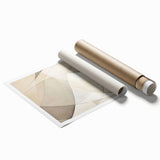 Abstract minimalist wall art design showcasing muted colors and geometric shapes, elegantly rolled for display. Ideal for modern home decor, enhancing aesthetics.