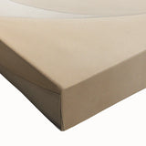 Close-up of an abstract minimalist wall art design on stretched canvas, showcasing soft earth tones and geometric shapes, perfect for modern home decor.