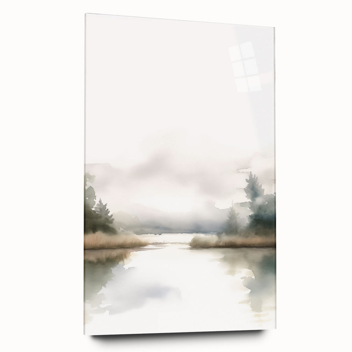 Abstract minimalist wall art collection displayed in a stylish acrylic glass frame, showcasing a side view that highlights its sleek design and vibrant colors, perfect for modern interiors.