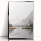 Framed abstract minimalist wall art design featuring a sleek silver border, showcasing a modern aesthetic that enhances contemporary interior decor. Perfect for adding elegance to living spaces.