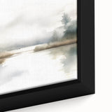 Close-up of a framed minimalist abstract wall art piece featuring soft pastel colors and geometric shapes, perfect for modern home decor.