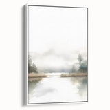 Framed minimalist wall art piece showcasing an abstract design in soft white tones, viewed from the side, ideal for modern home decor or office settings.