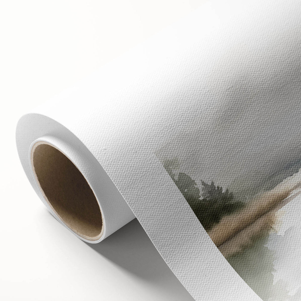 Abstract minimalist wall art on rolled canvas, showcasing soft pastel colors and geometric shapes, ideal for modern home decor. Packed securely in a cardboard tube.