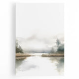 Abstract minimalist wall art design featuring soft, muted colors and geometric shapes, displayed as a stretched canvas with a modern aesthetic, ideal for contemporary decor.