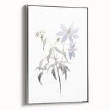 Framed minimalist wall art featuring an abstract design in soft tones, showcasing a sleek silver frame and elegantly displayed from the side, ideal for modern decor.