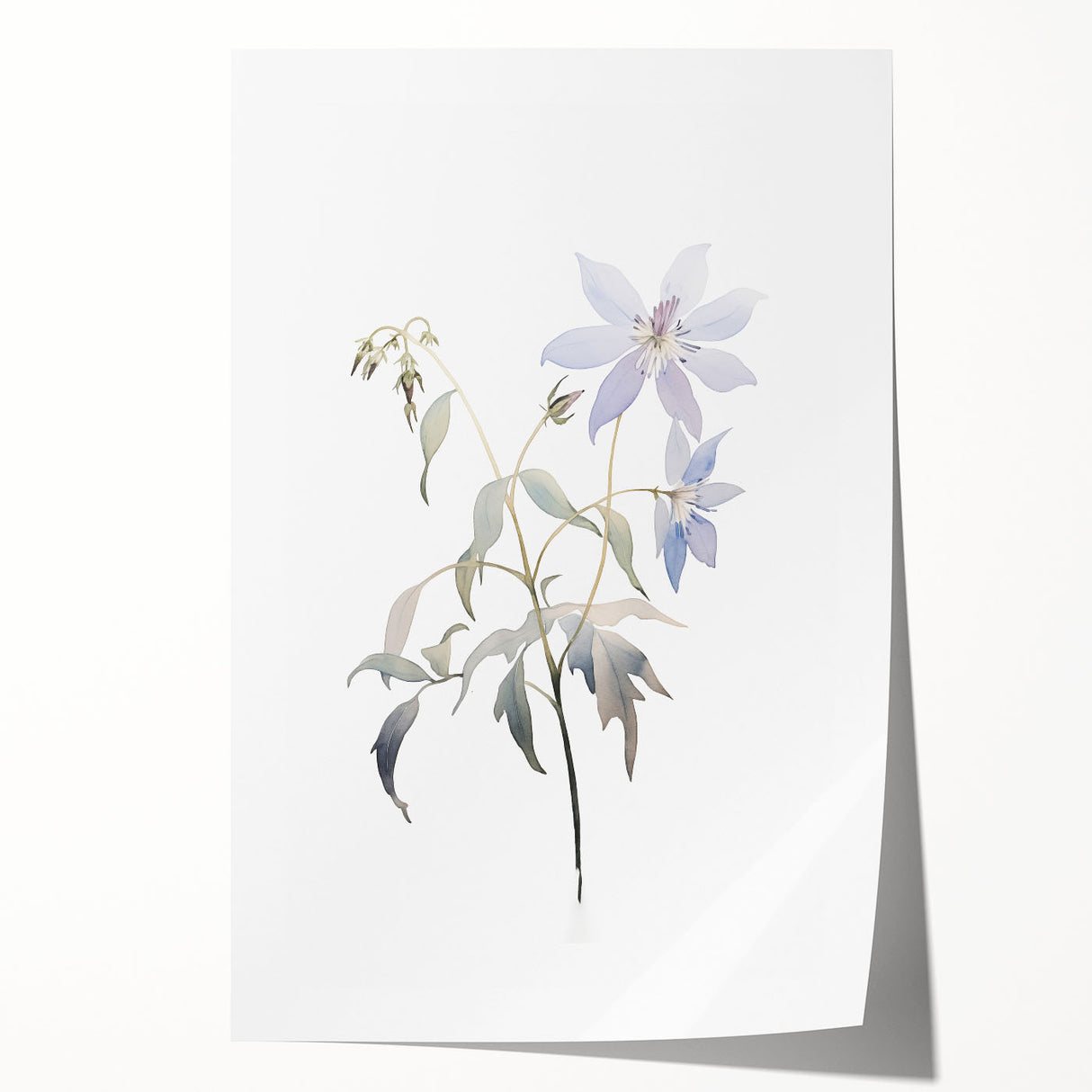Abstract minimalist wall art print showcasing a serene blend of soft pastel colors with geometric shapes, ideal for modern home decor or office spaces.