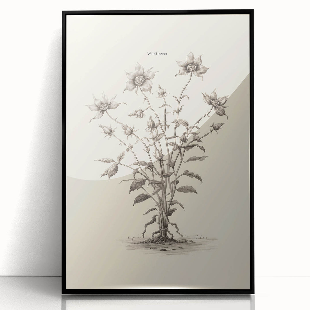 Framed abstract minimalist wall art featuring a sleek black design, showcasing a modern aesthetic ideal for contemporary decor, set against a white backdrop.