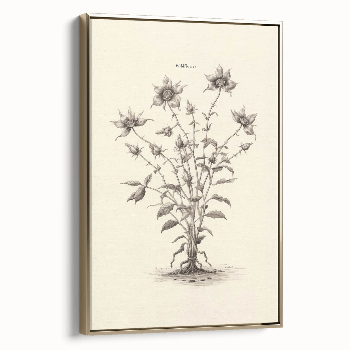 Framed canvas wall art featuring an abstract minimalist design with gold accents, displayed in a chic setting to enhance modern decor aesthetics.