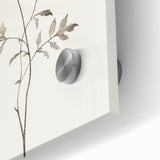 Close-up of an abstract minimalist wall art piece showcasing a blend of soft colors and geometric shapes, designed for modern decor, printed on acrylic glass.