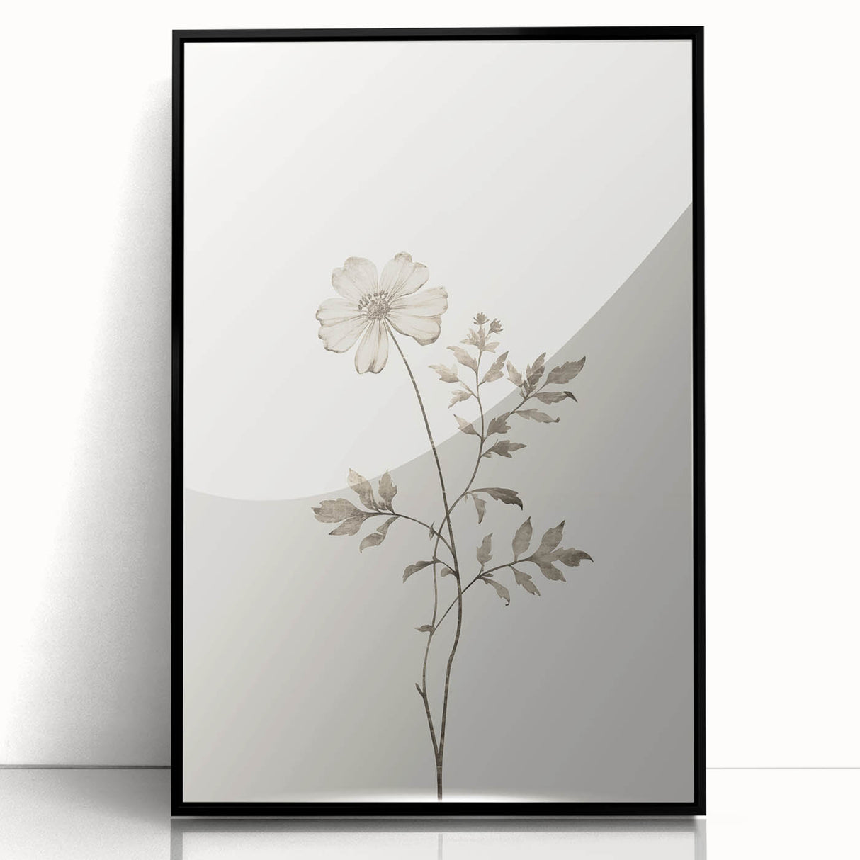 Framed abstract minimalist wall art design featuring a sleek black acrylic front, showcasing geometric patterns and a contemporary aesthetic, perfect for modern home decor.