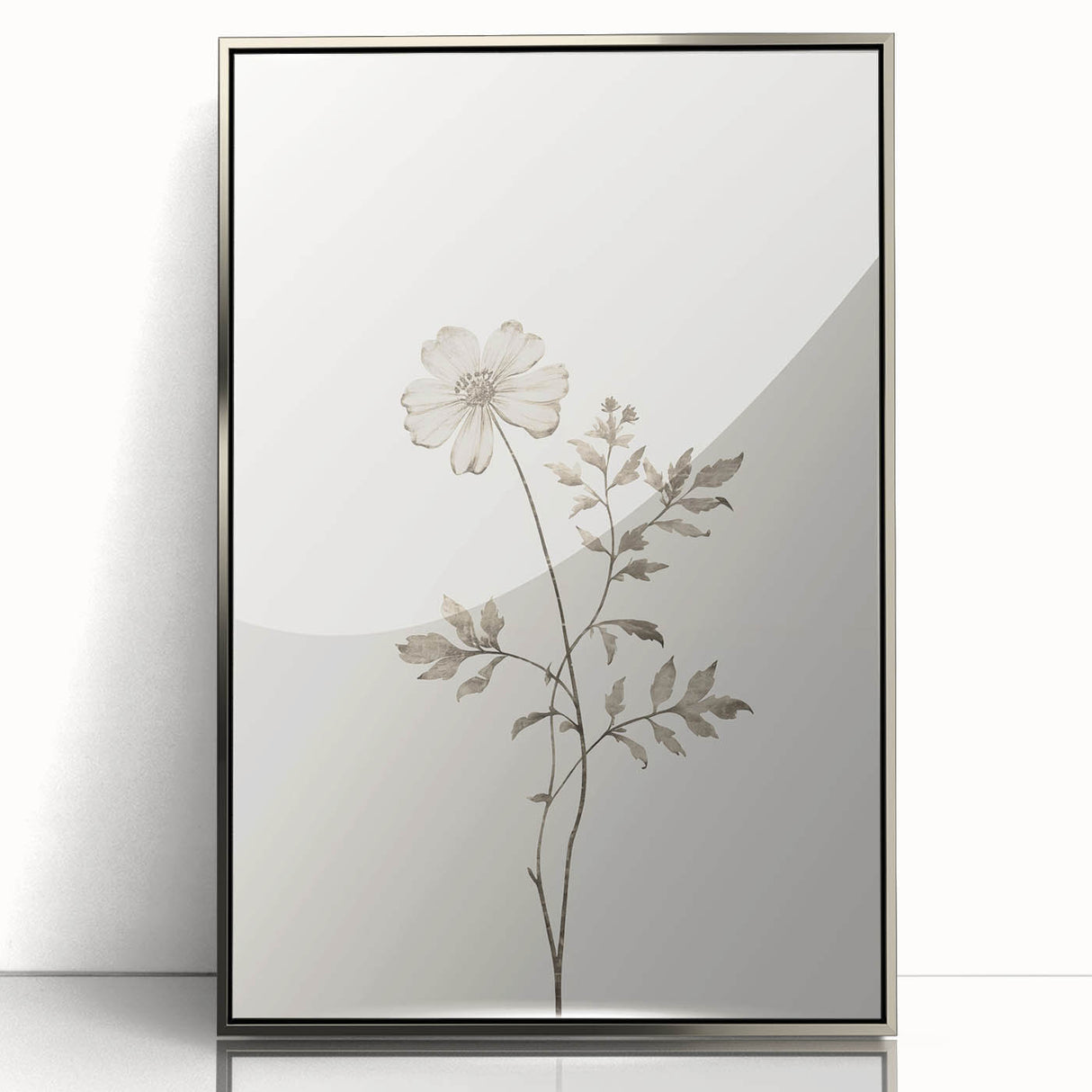 Framed acrylic wall art from the Abstract Minimalist Design 116 collection, showcasing a sleek silver frame and contemporary geometric patterns, perfect for modern decor.