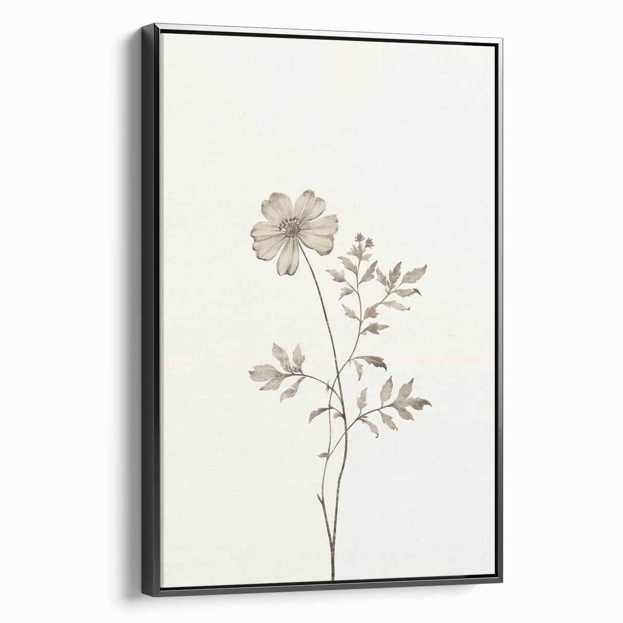 Framed minimalist wall art in black, showcasing an abstract design with sleek lines and subtle textures, ideal for modern decor in living spaces.