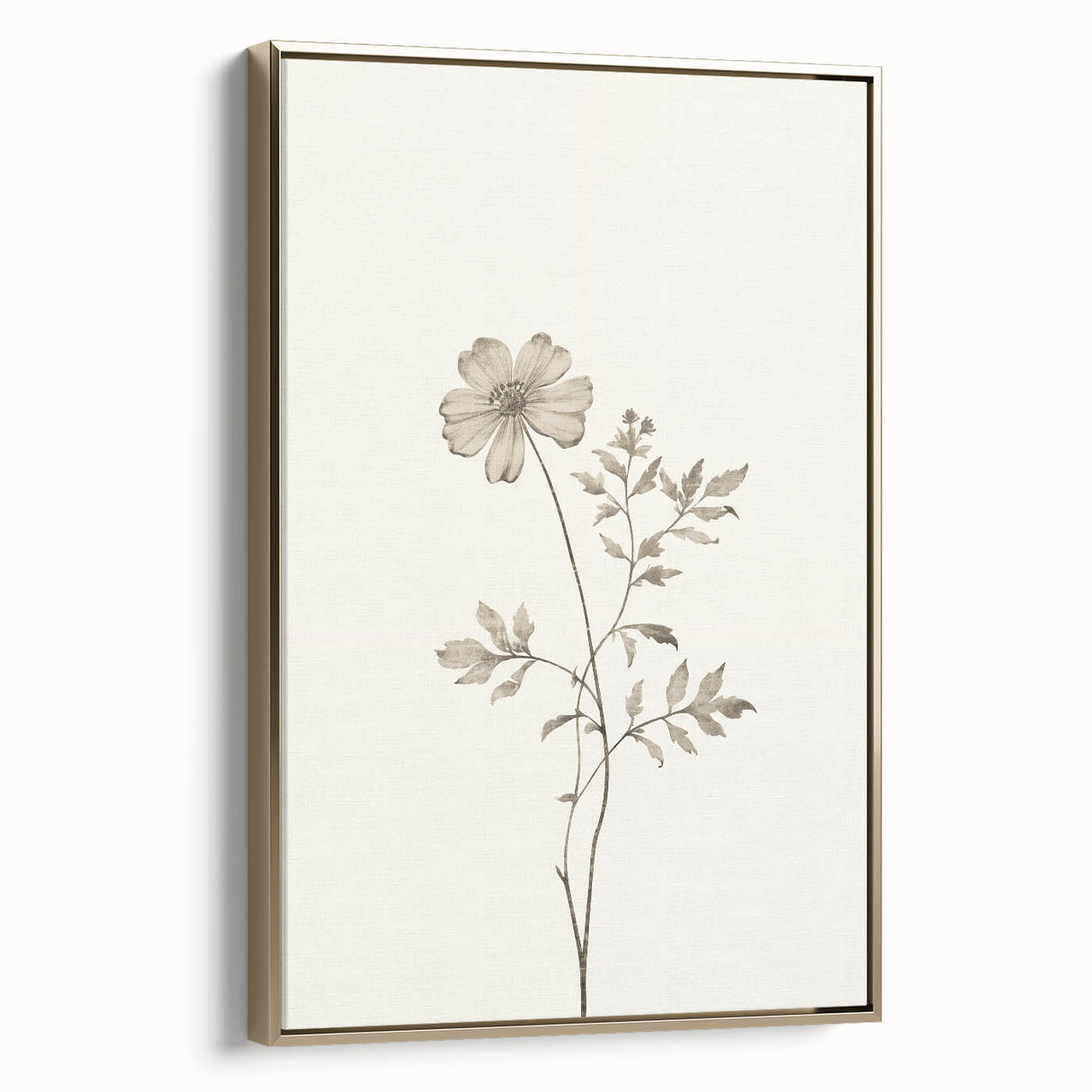 Framed minimalist wall art design showcasing an abstract geometric pattern with gold accents, ideal for modern home decor and stylish interior enhancement.