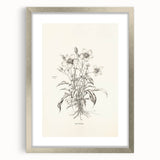 Framed abstract minimalist wall art design featuring a silver mat and modern aesthetic, ideal for contemporary home decor. Perfect for living room or office settings.