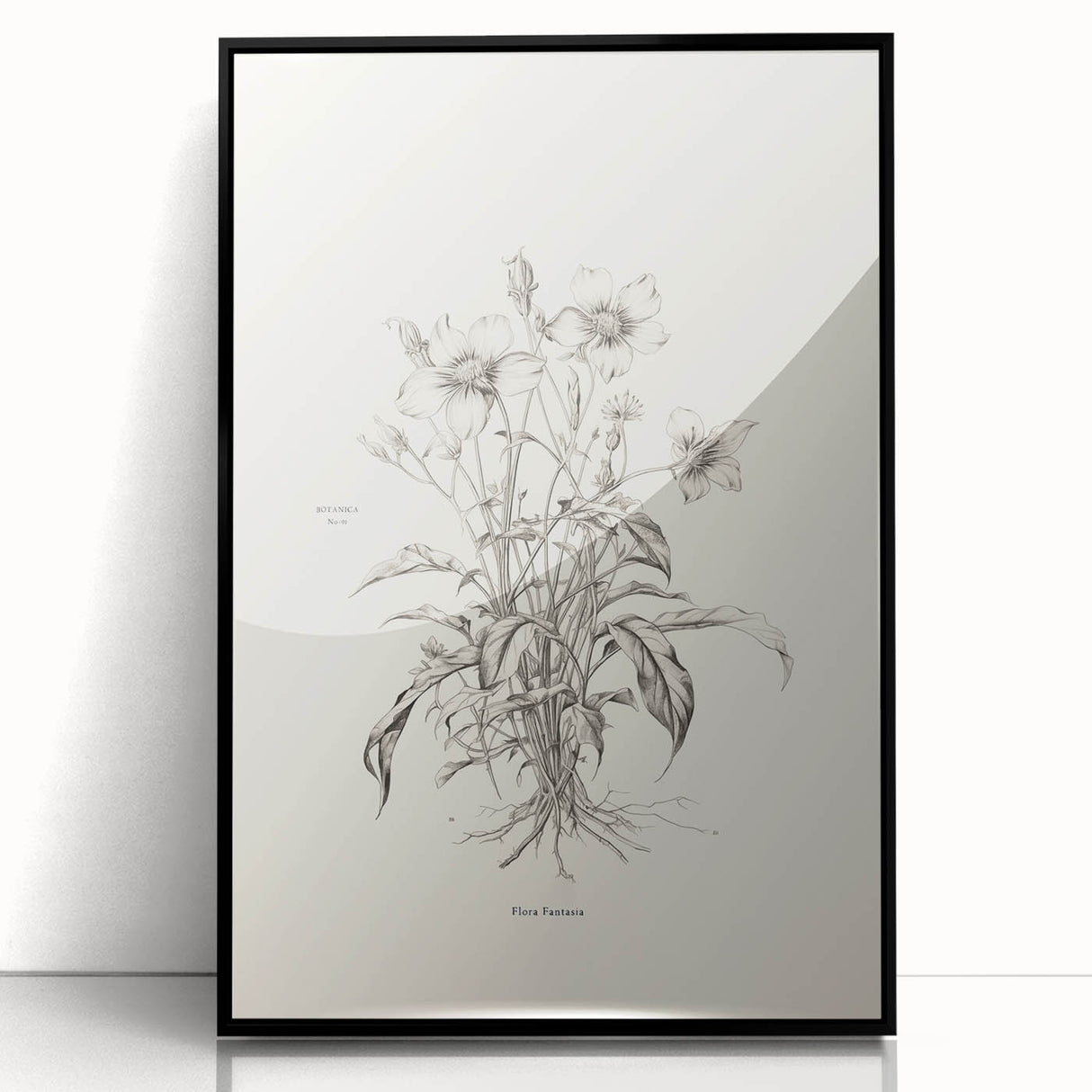 Framed acrylic wall art featuring an abstract minimalist design in black and white, showcasing geometric shapes and lines, perfect for modern home decor.