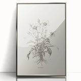 Framed acrylic wall art featuring an abstract minimalist design in silver tones, showcasing a contemporary aesthetic ideal for modern home decor.