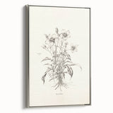 Framed canvas wall art featuring an abstract minimalist design in silver tones, showcasing elegant lines and shapes, perfect for modern home decor.