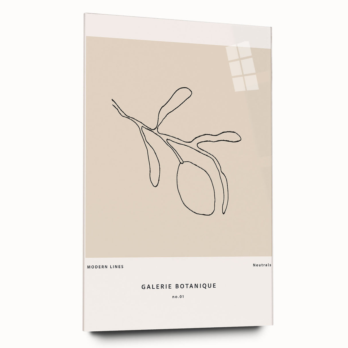 Abstract minimalist wall art collection displayed in a sleek acrylic glass frame, showcasing geometric shapes and soft colors, perfect for modern home decor.