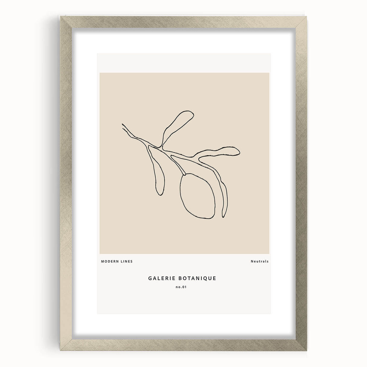 Abstract minimalist wall art in a silver frame with matting, showcasing a modern design perfect for contemporary home decor. Ideal for living rooms or offices.