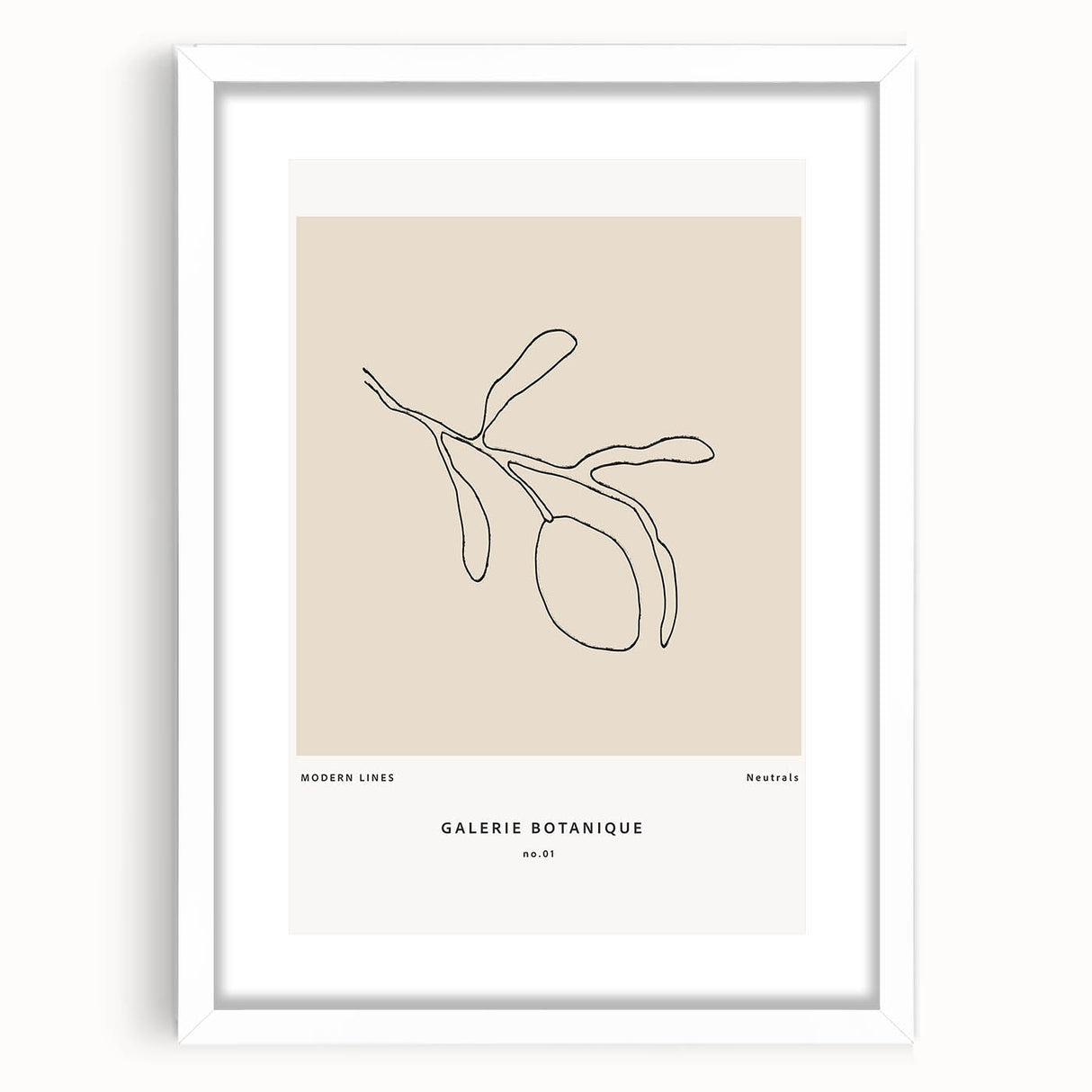 Abstract minimalist wall art collection featuring a framed design with a white mat, showcasing soft neutral colors and geometric shapes, ideal for modern decor.