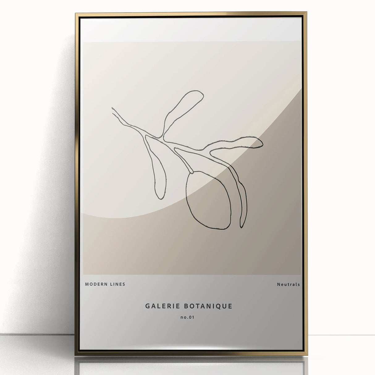 Abstract minimalist wall art featuring a framed acrylic design with gold accents, showcasing a modern, elegant aesthetic perfect for contemporary home decor.