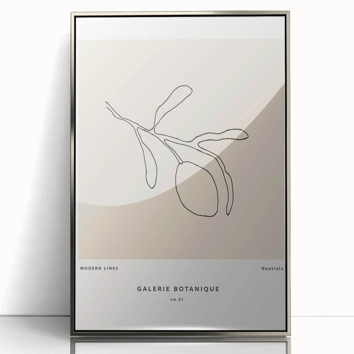 Framed abstract minimalist wall art design in silver acrylic, showcasing geometric shapes and soft color gradients, perfect for modern home décor.