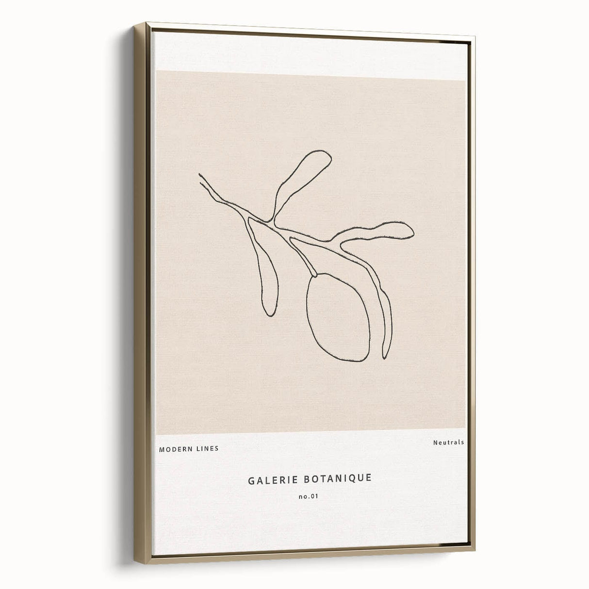 Framed abstract minimalist wall art featuring a gold geometric design on a textured canvas, showcasing a modern aesthetic suitable for elegant home decor.