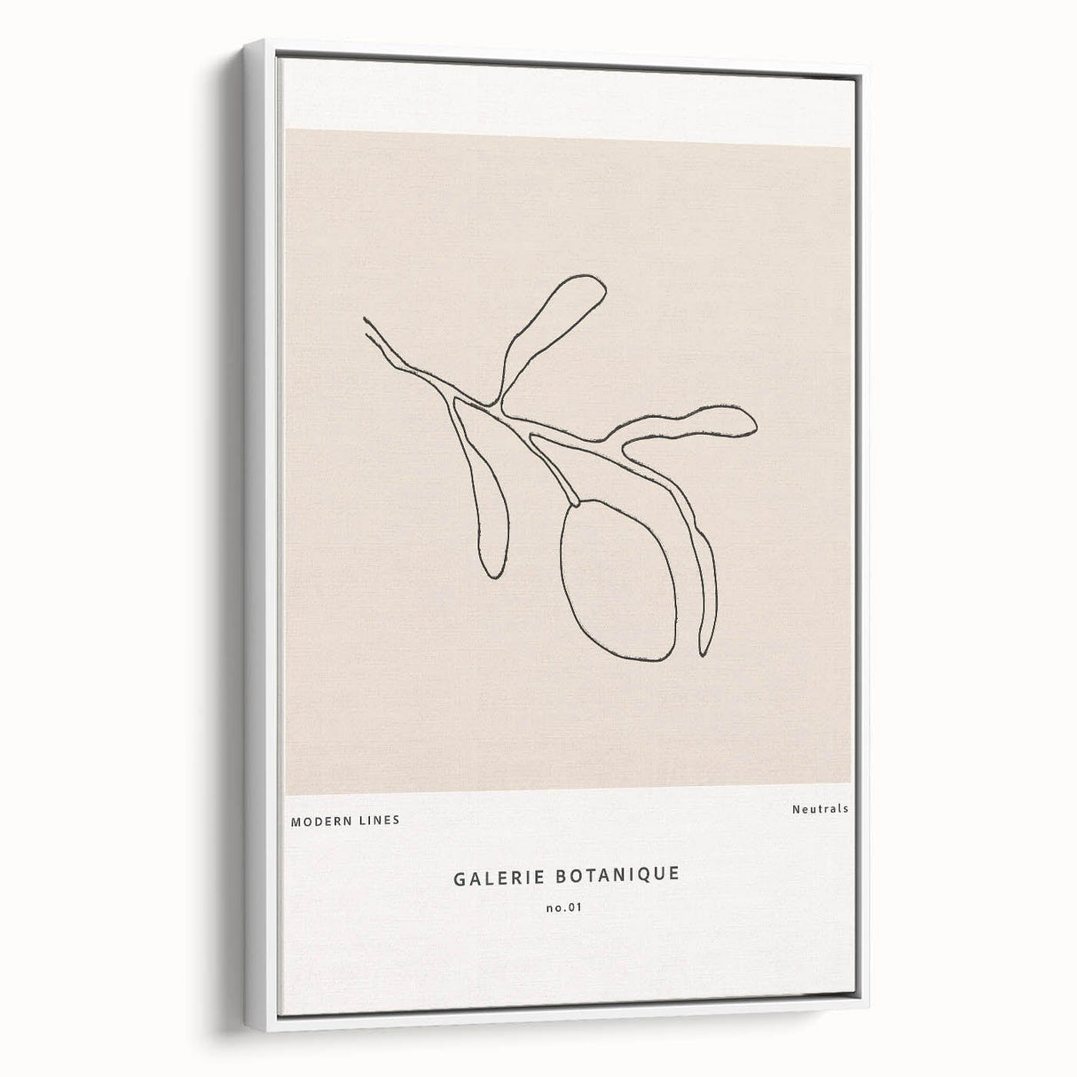 Framed minimalist wall art featuring an abstract design with soft white tones, elegantly displayed from the side to highlight its sleek profile and modern aesthetic.