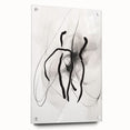 Abstract minimalist wall art collection displayed in acrylic glass, showcasing a side view with visible pins, ideal for modern home decor. The artwork features soothing colors and a contemporary design, perfect for enhancing any interior space.