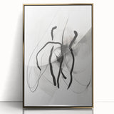 Abstract minimalist wall art featuring a framed acrylic design in gold tones, showcasing a sleek, modern aesthetic ideal for contemporary home decor.