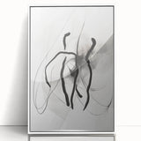 Framed abstract minimalist wall art featuring a white acrylic design with clean lines and subtle textures, perfect for modern home decor and artistic aesthetics.