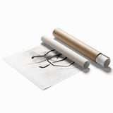 Abstract minimalist wall art print showcasing soft pastel colors and geometric shapes, rolled and ready for display in a modern home or office setting.