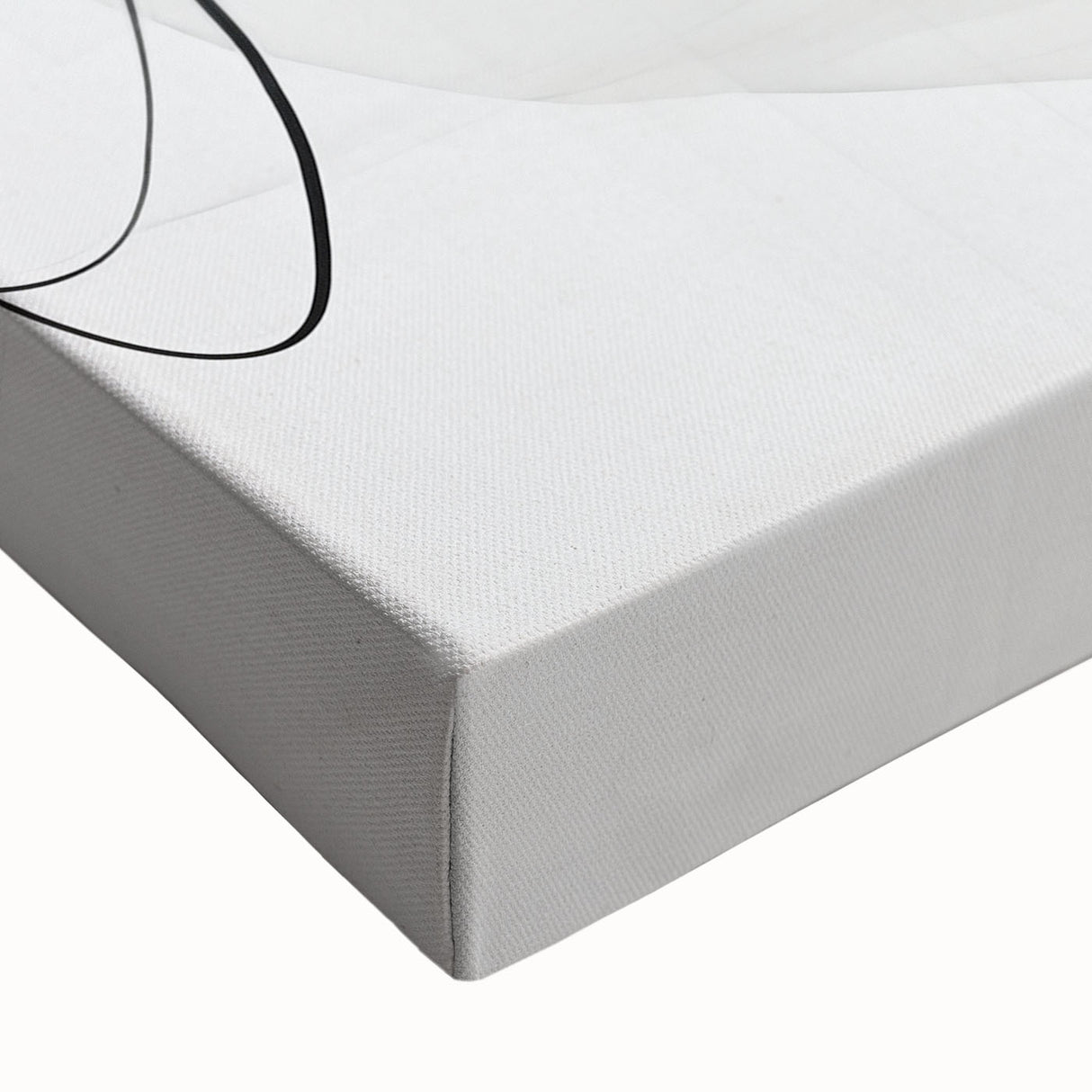 Close-up of a stretched canvas featuring an abstract minimalist design with soft pastel colors and geometric shapes, ideal for modern interior decor and art enthusiasts.