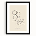 Abstract minimalist wall art collection framed in black, showcasing a sleek design with a white mat, perfect for modern decor.