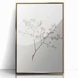 Framed wall art featuring an abstract minimalist design with gold accents, showcasing modern elegance perfect for home decor. The sleek acrylic frame enhances the artwork's visual appeal.