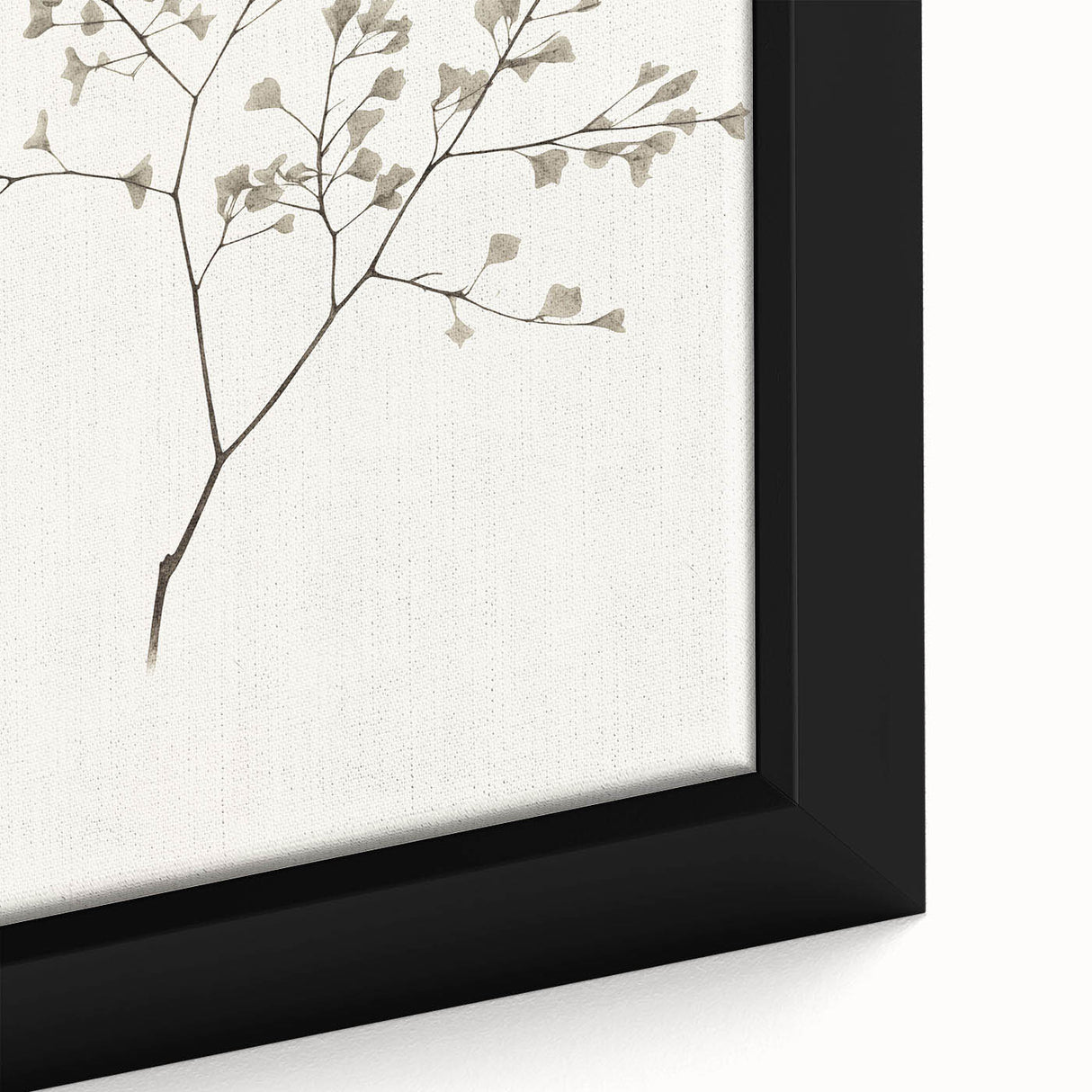 Close-up of a framed abstract minimalist wall art design on canvas, showcasing soft pastel colors and geometric patterns, perfect for modern home decor.